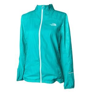 The North Face Women's Windbreaker in Green w/Full Zipper Size Medium